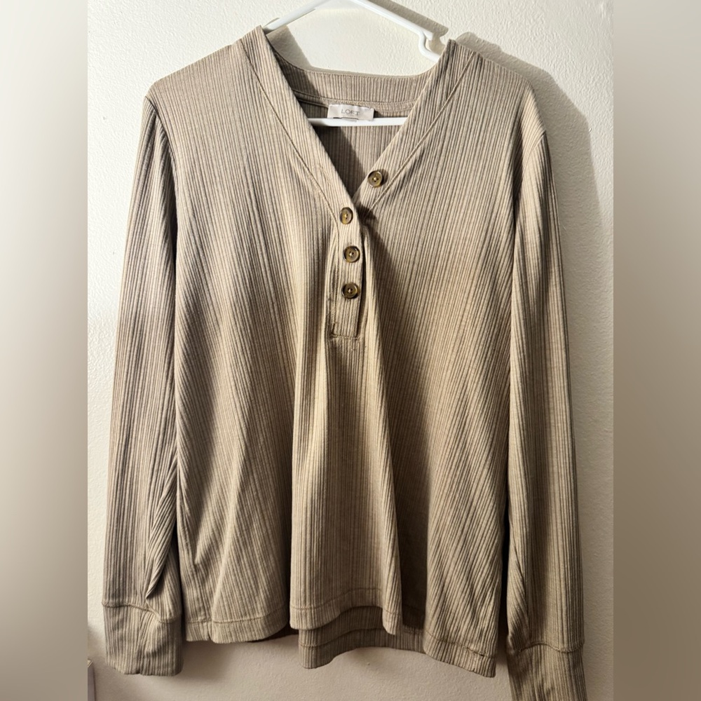 LOFT Ribbed Beige Sweater top xl